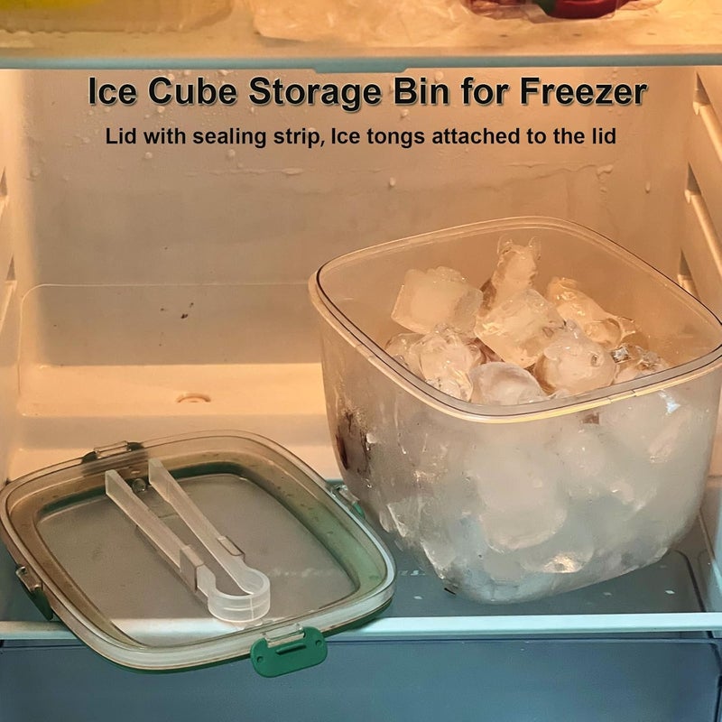 SIUPER 4QTS Ice Cube Storage Bin with Sealed Lid for Freezer Clear Ice Bucket w/ Tong for Bar Hotel Refrigerator Containers for Home Beverage Cooler for Whiskey Wine Beers Party Outdoor 8.5*6.6*7.4in - Image 3